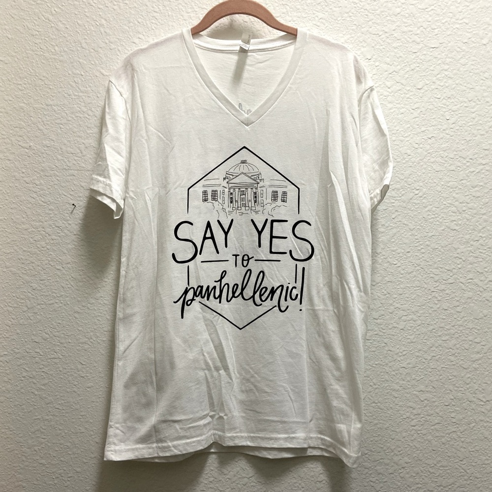 BRAND NEW Go Greek V Neck T Shirt - Size M